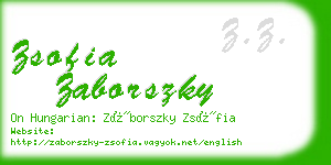 zsofia zaborszky business card